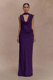 Giulia Chiffon Draped Maxi Dress Purple