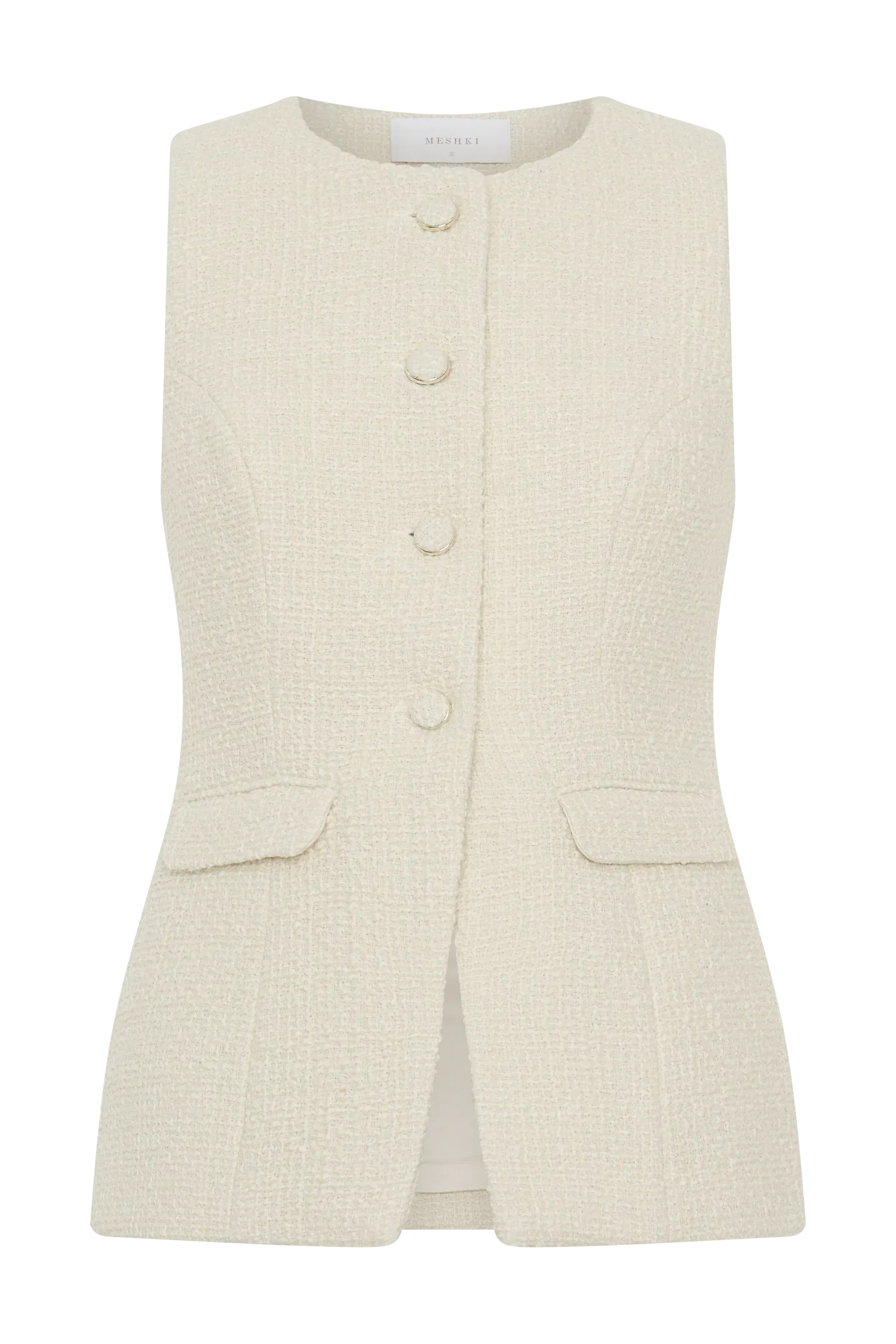 Camilla Boucle Sleeveless Vest Ivory