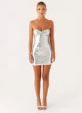 Pacha Sequin Mini Dress Silver Sequin