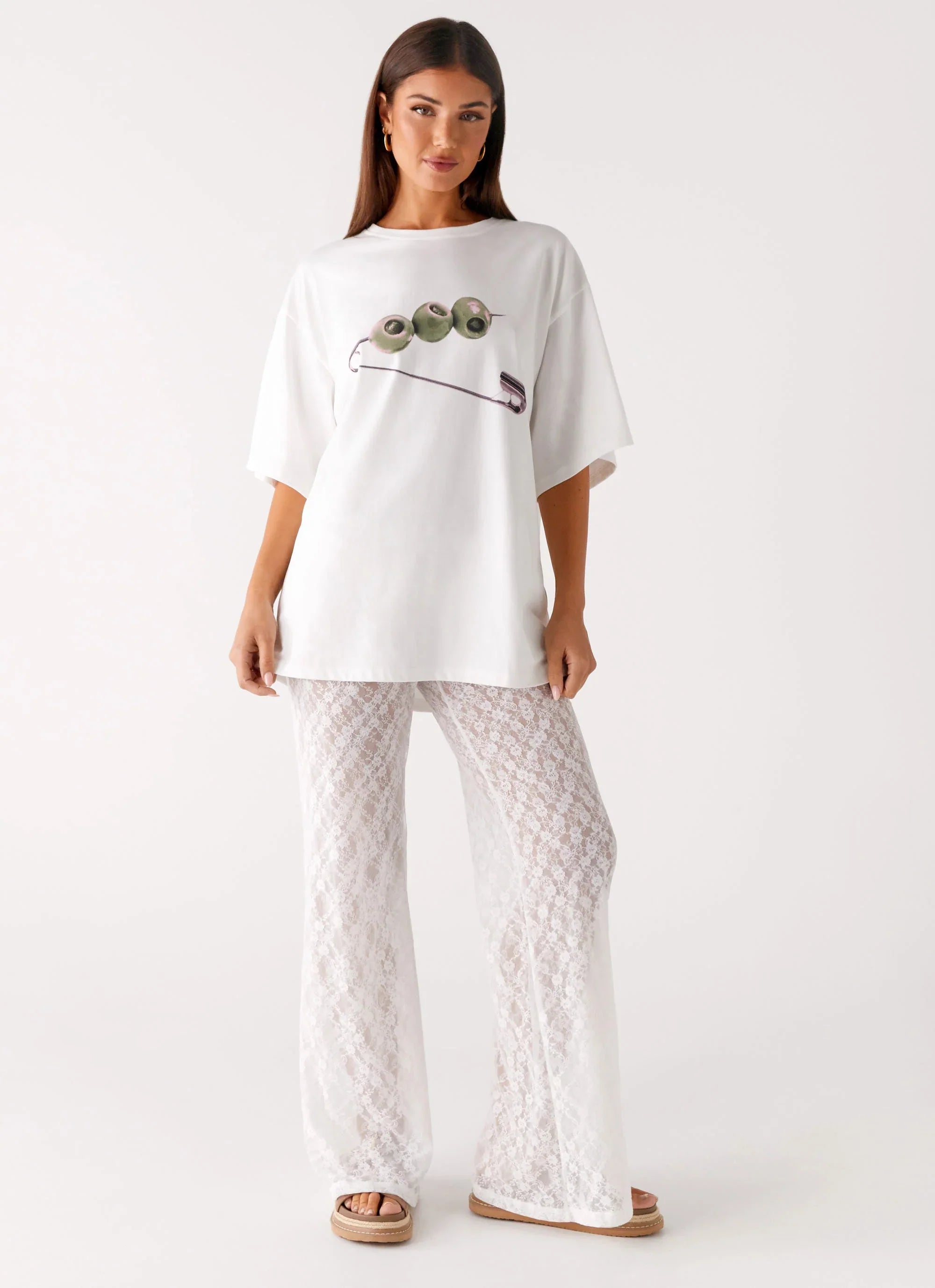 Matcha Lace Pants White
