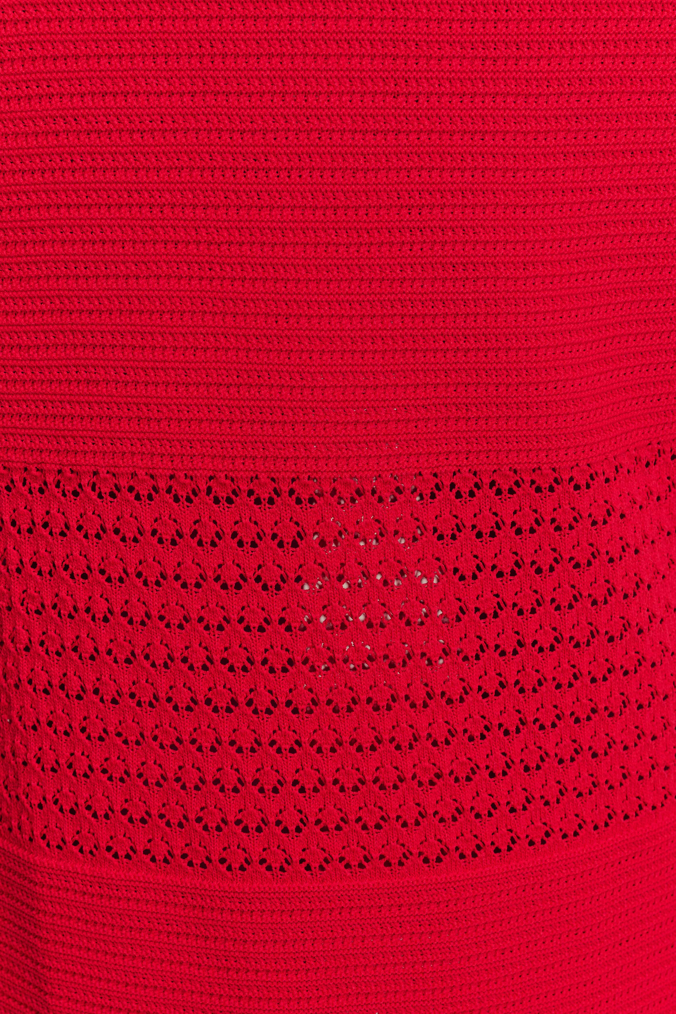 Madeline Scallop Knit Midi Skirt Red