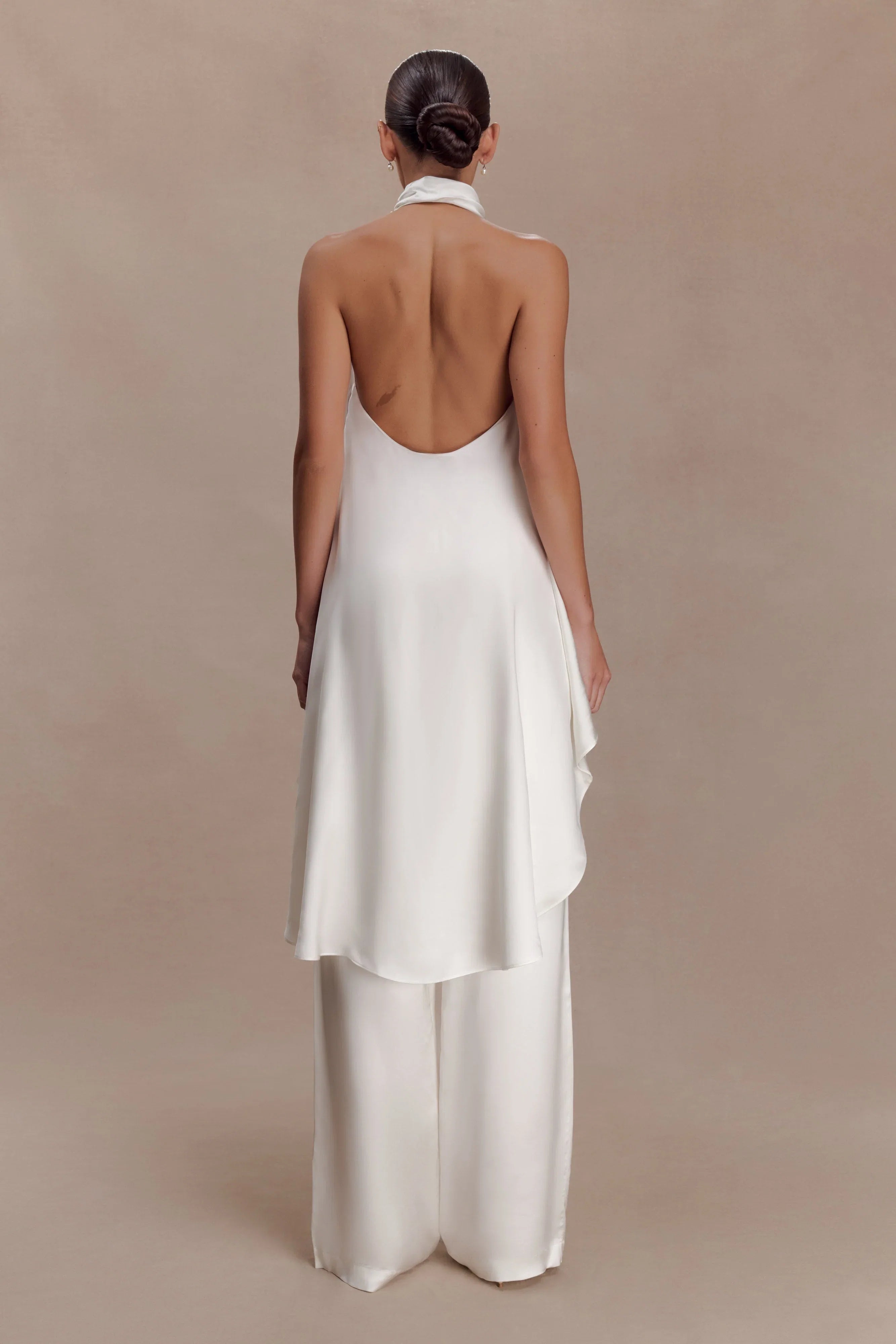 Sydney Straight Leg Satin Pants Ivory