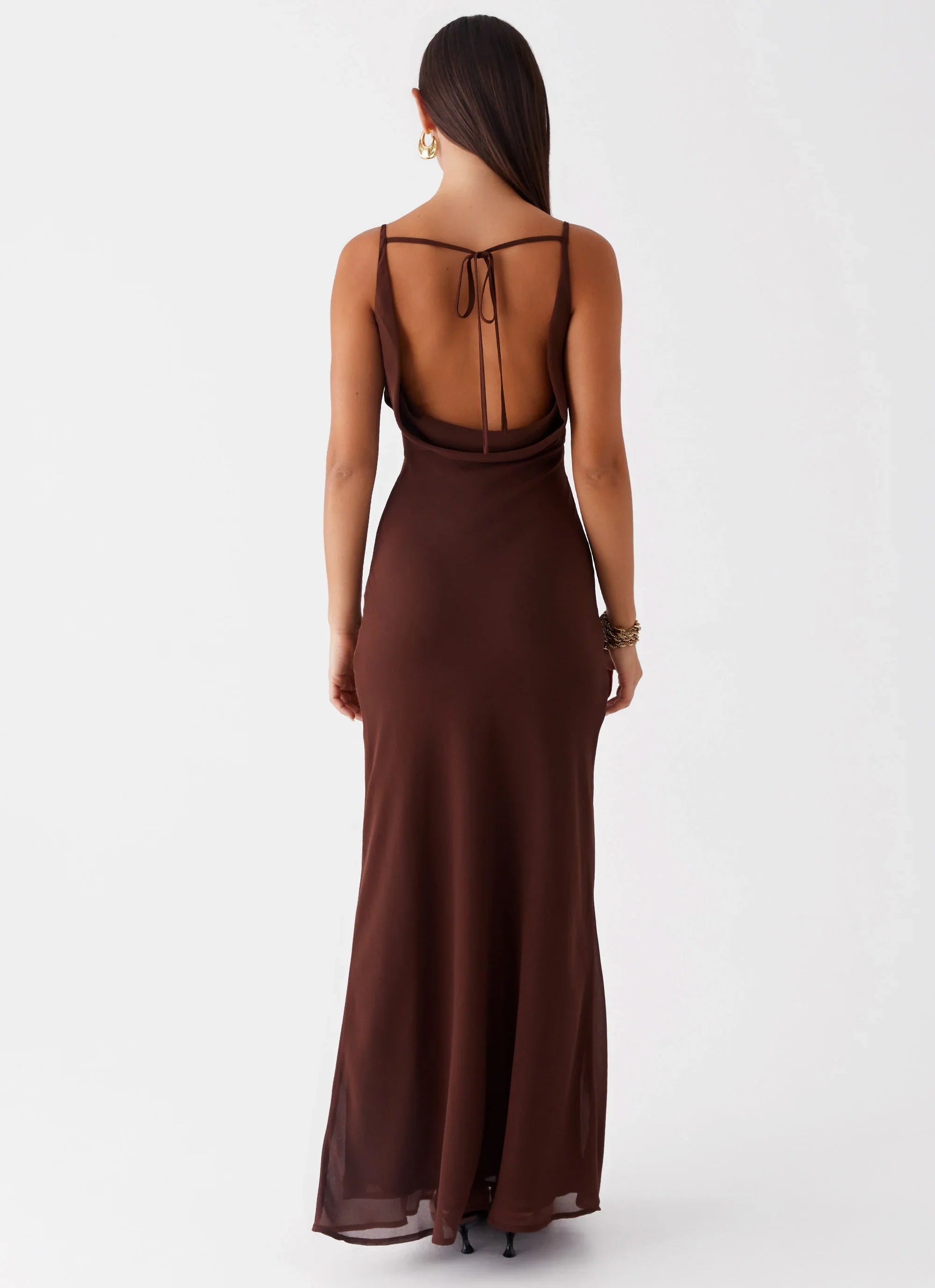 Dove High Neck Maxi Dress Chocolate
