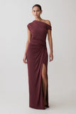 Alyn Off Shoulder Draped Maxi Dress Dark Plum