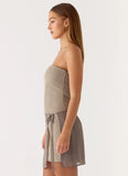Via Veneto Mini Dress Sand Brown