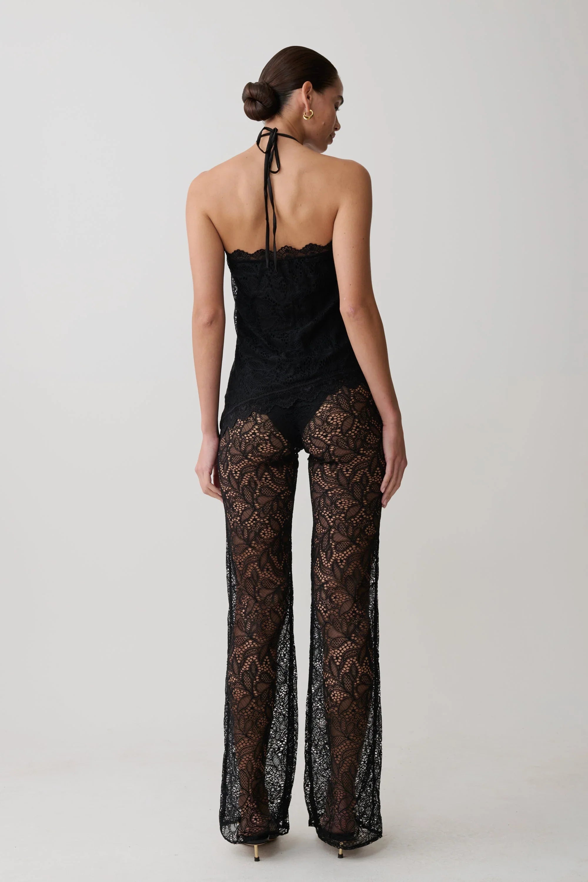 Theodosia Wide Leg Lace Pants Black