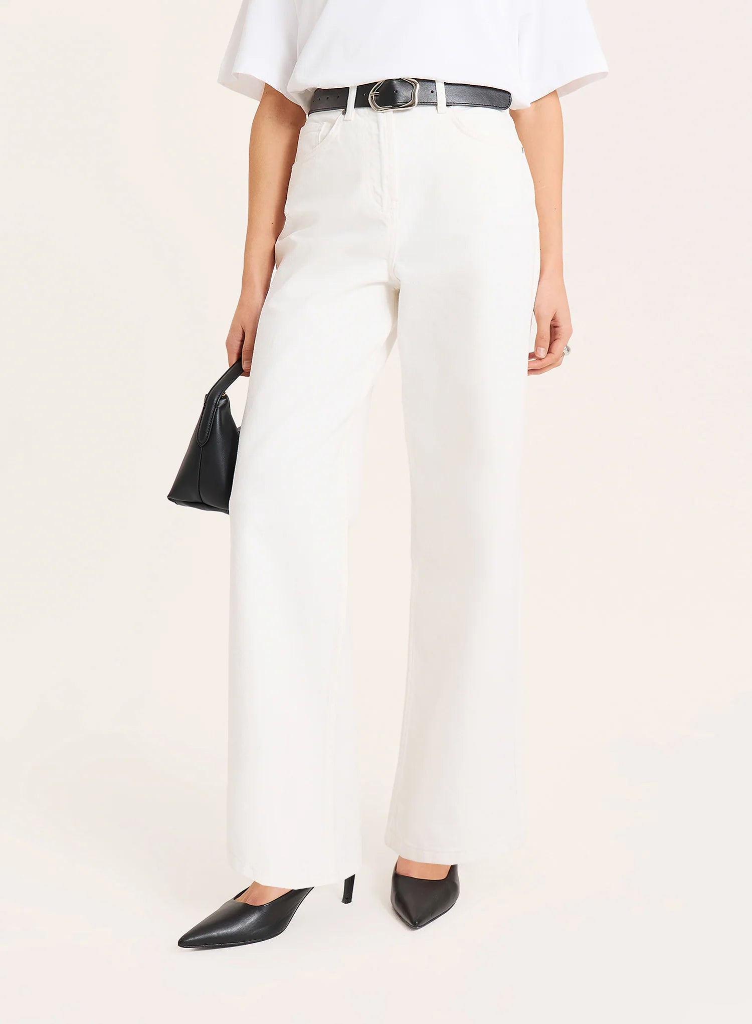 White High Waist Straight Leg Jeans