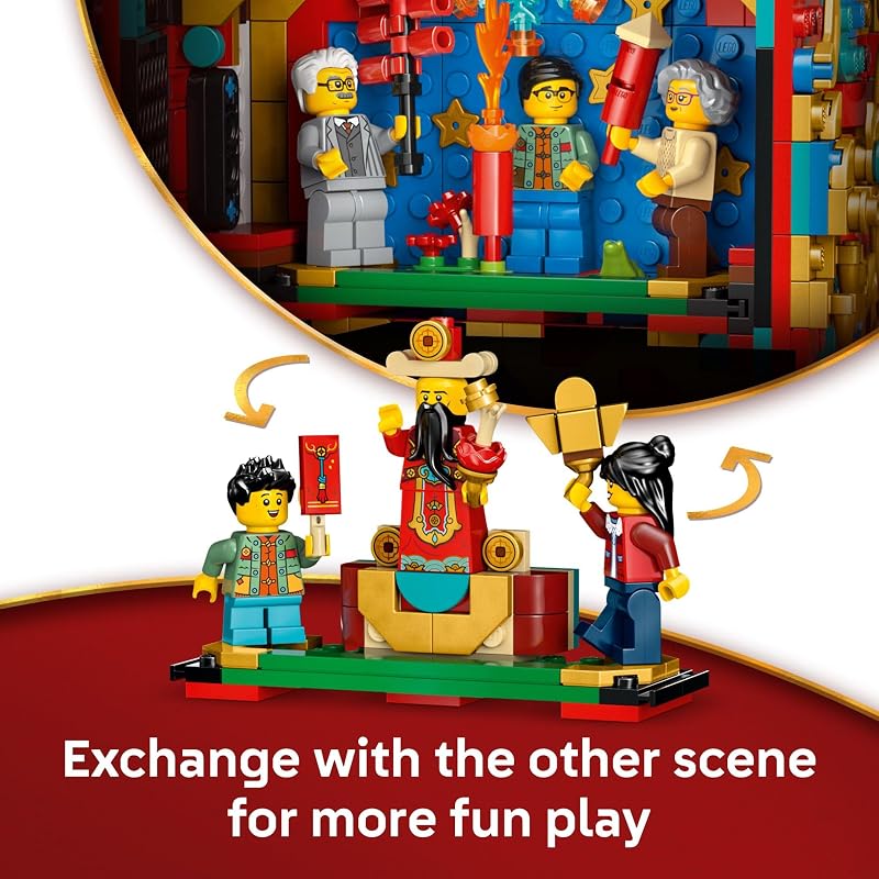 LEGO Spring Festival Fortune Firecracker Kids Building Toy Chinese New Year Toy for Boys Girls Ages 9 Play Display Wall Art with Realistic Sound Effects Gift Idea for Birthdays 80118