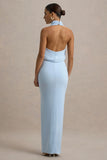 Hayden Blue High Neck Draped Split Maxi Dress