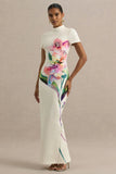 Hessie White Lily Print High Neck Maxi Dress