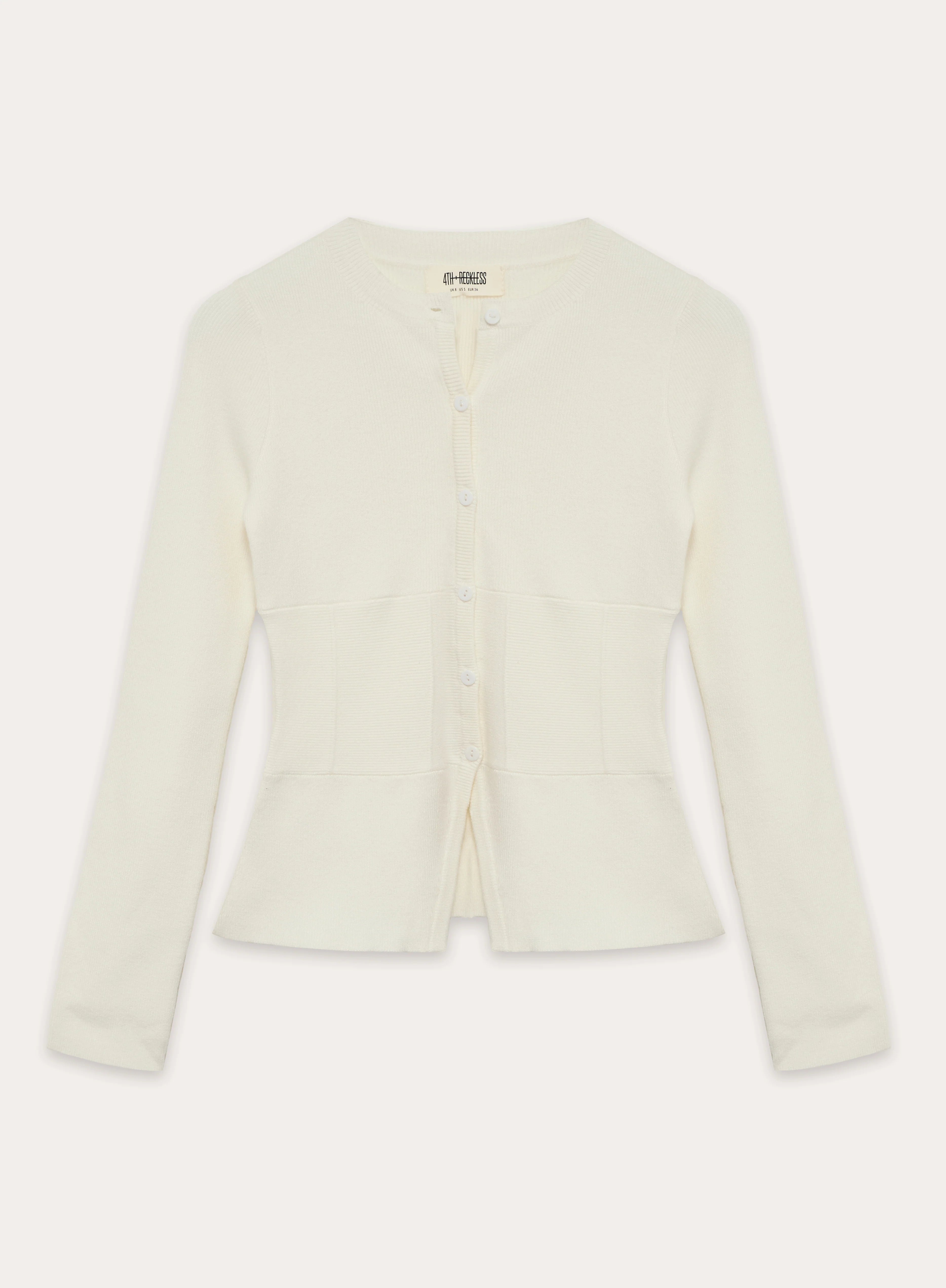 Cream Cinched Waist Knitted Cardigan