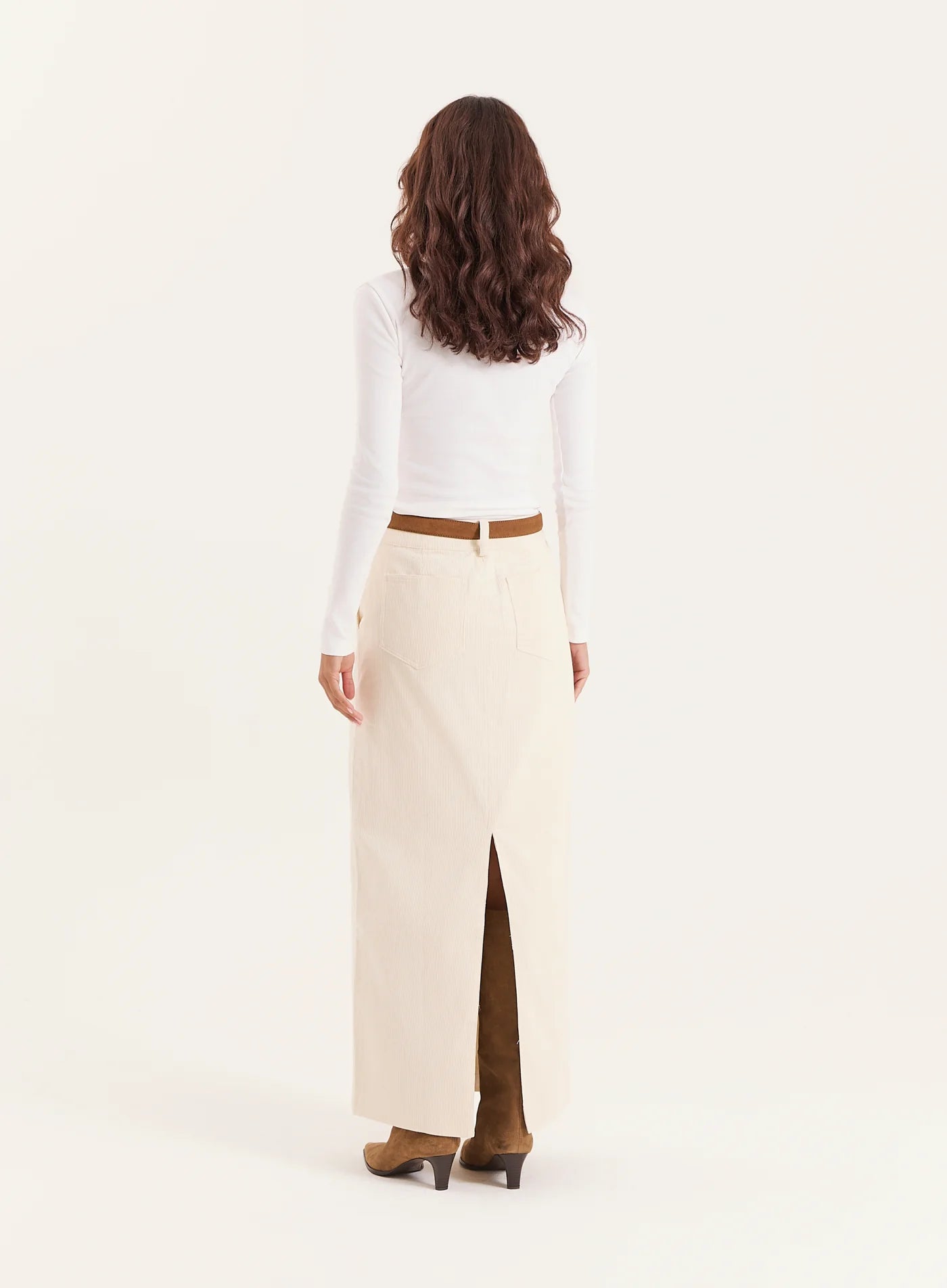 Cream Corduroy Skirt