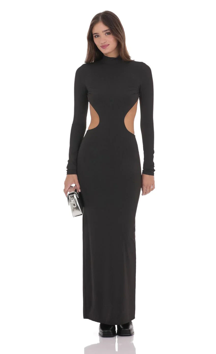 Cutout Maxi Dress in Black