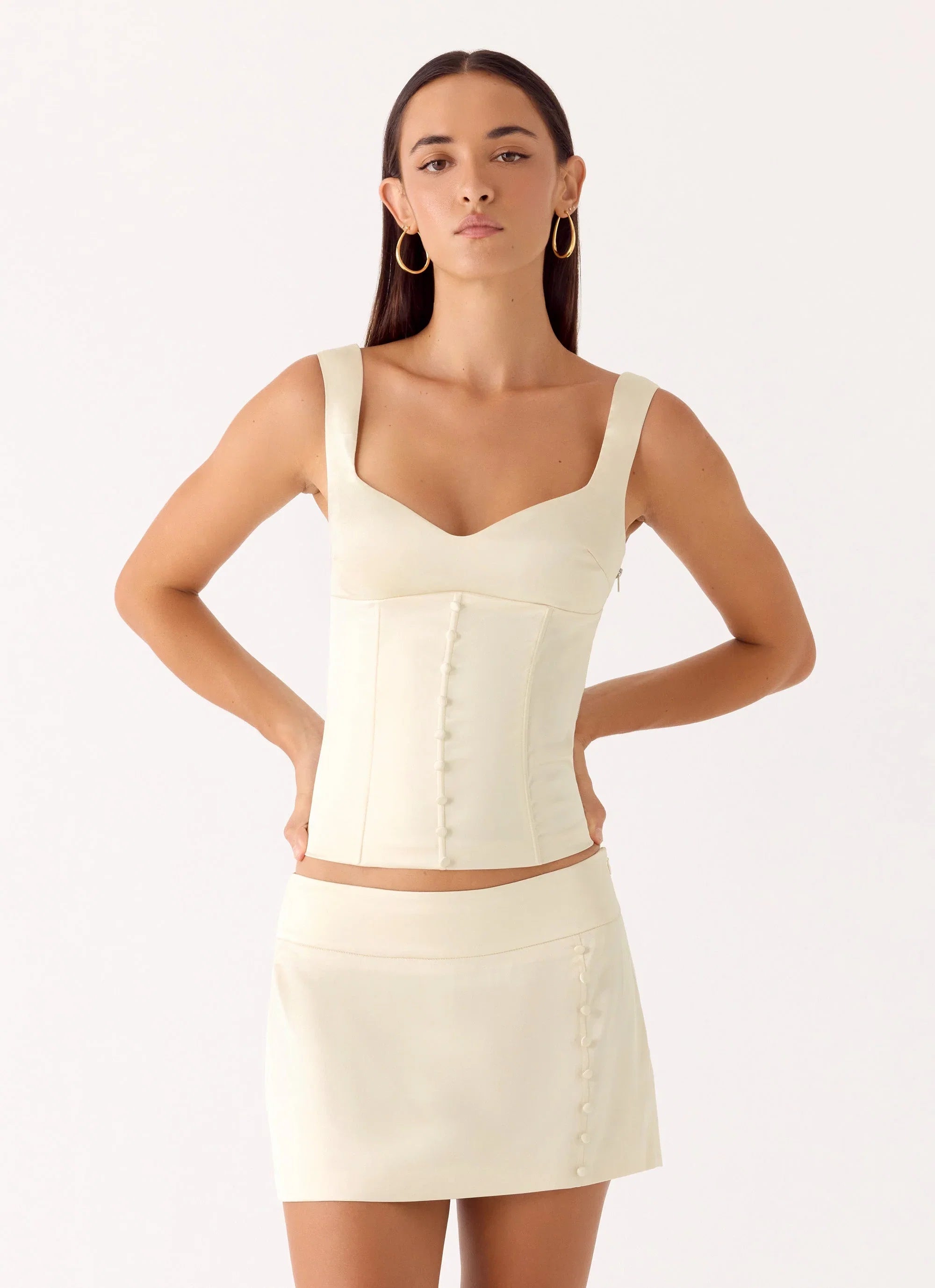 Posy Satin Top Ivory