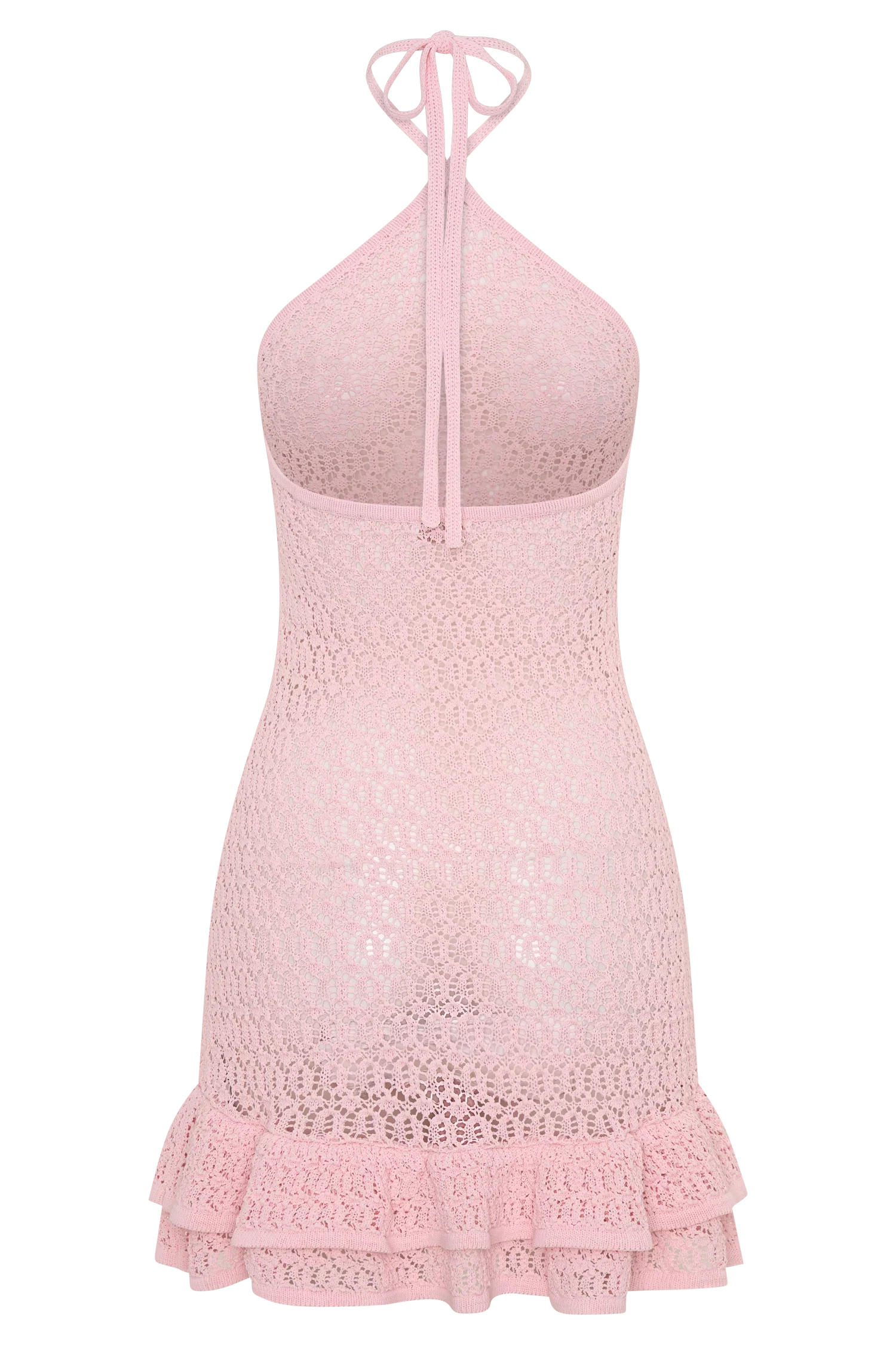 Carrisa Crochet Knit Mini Dress Baby Pink