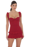 Ruffle Bodycon Dress in Red