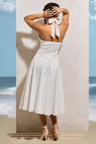 Saint Malo White Halter Neck Midi Dress
