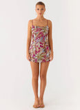 Soul Sound Sequin Mini Dress Fuchsia Floral Beaded