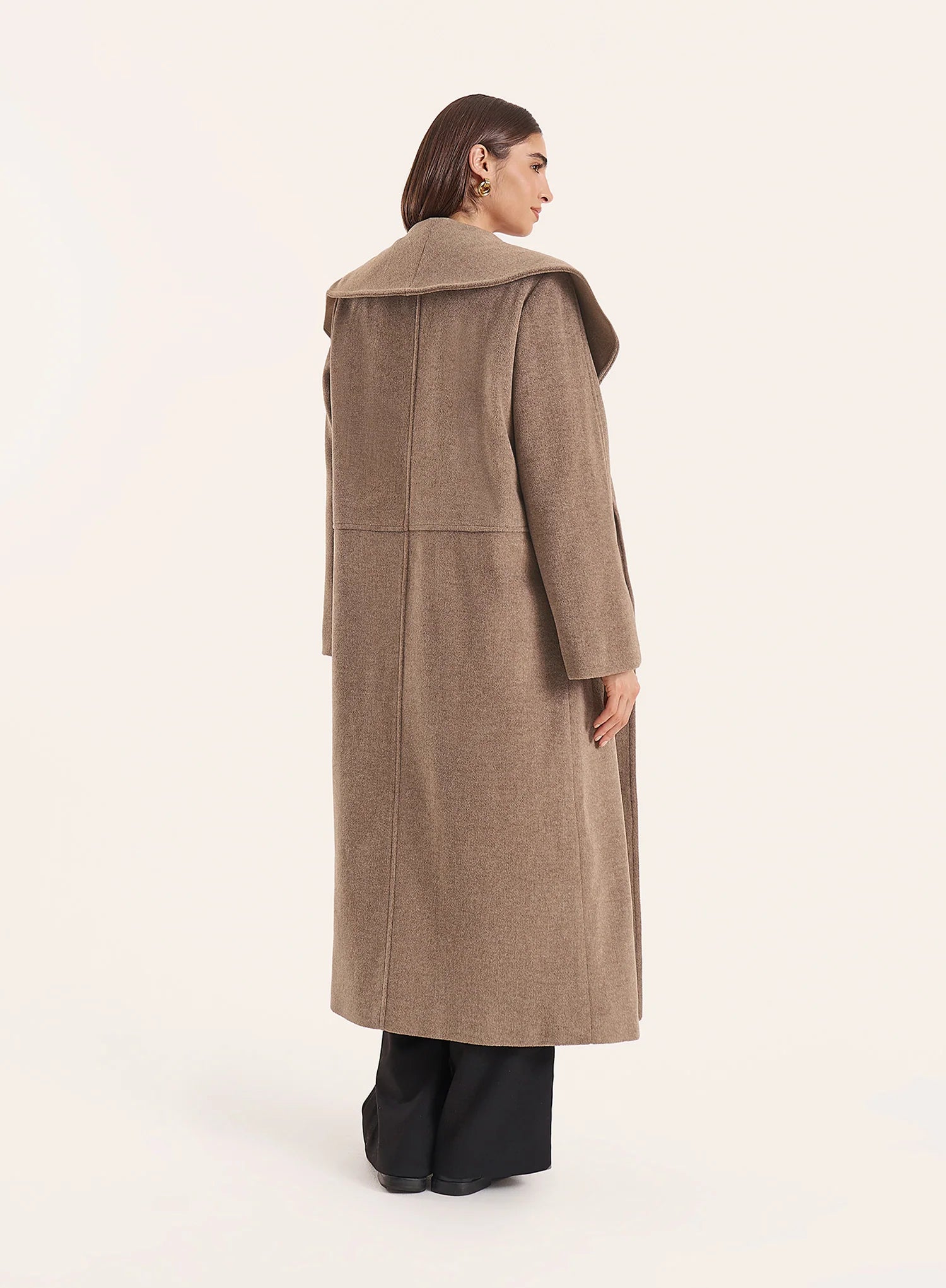 Brown Marl Shawl Collar Longline Coat