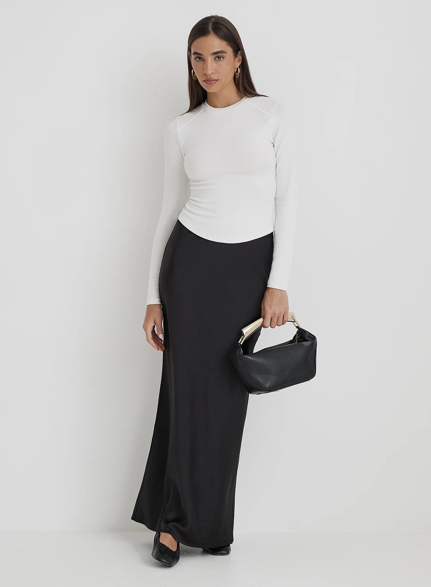 White Long Sleeve Jersey Top