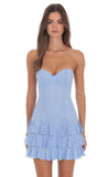 Strapless Floral Mini Dress In Blue