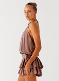 Dopamine Belt Mini Dress Taupe