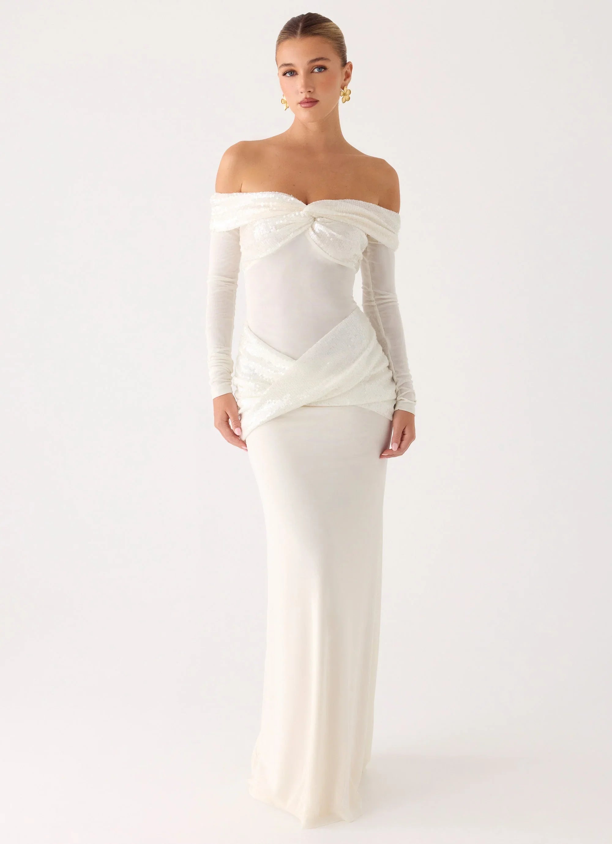 Over To You Sequin Maxi Dress White
