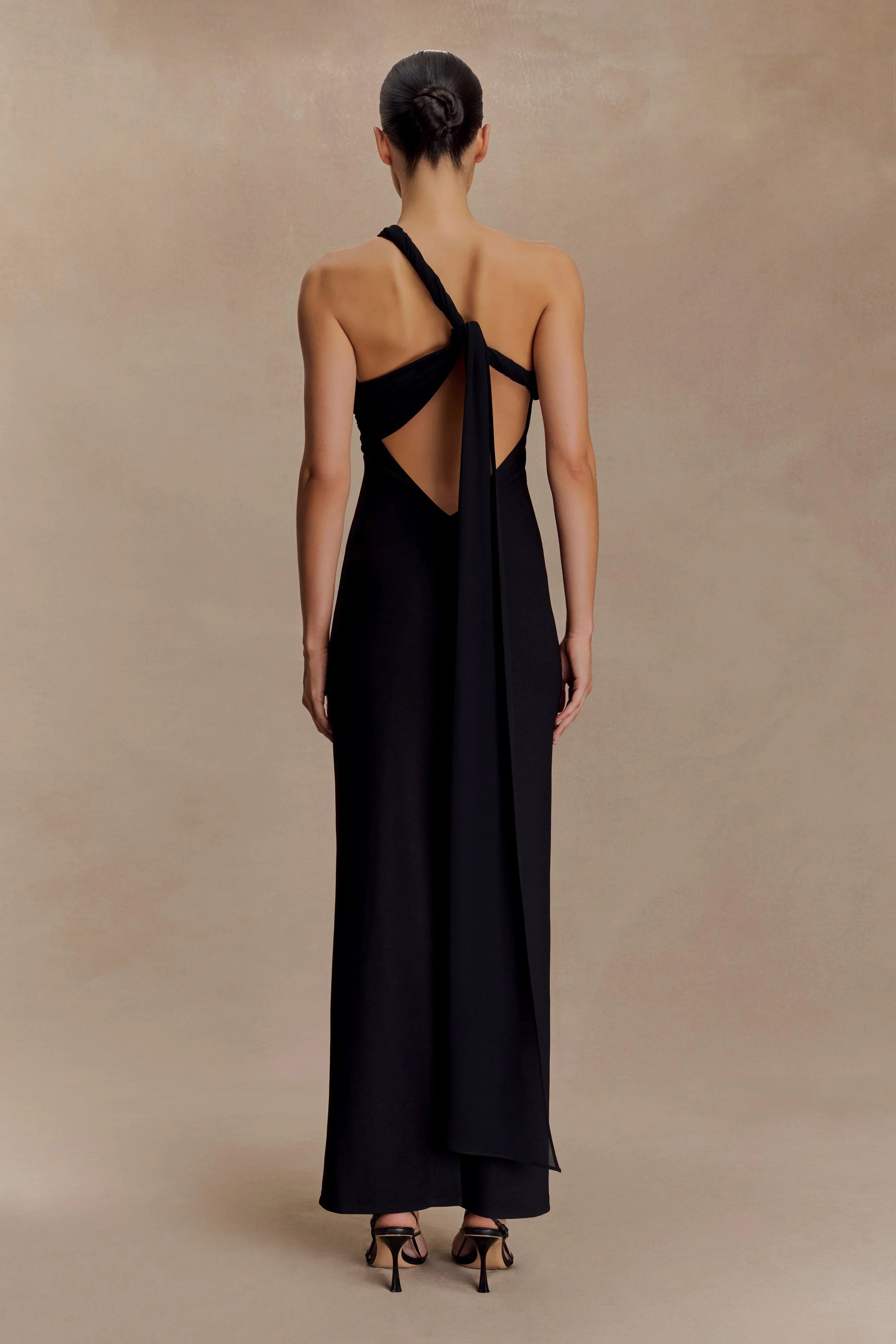 Philippa Knotted Crepe Maxi Dress Black