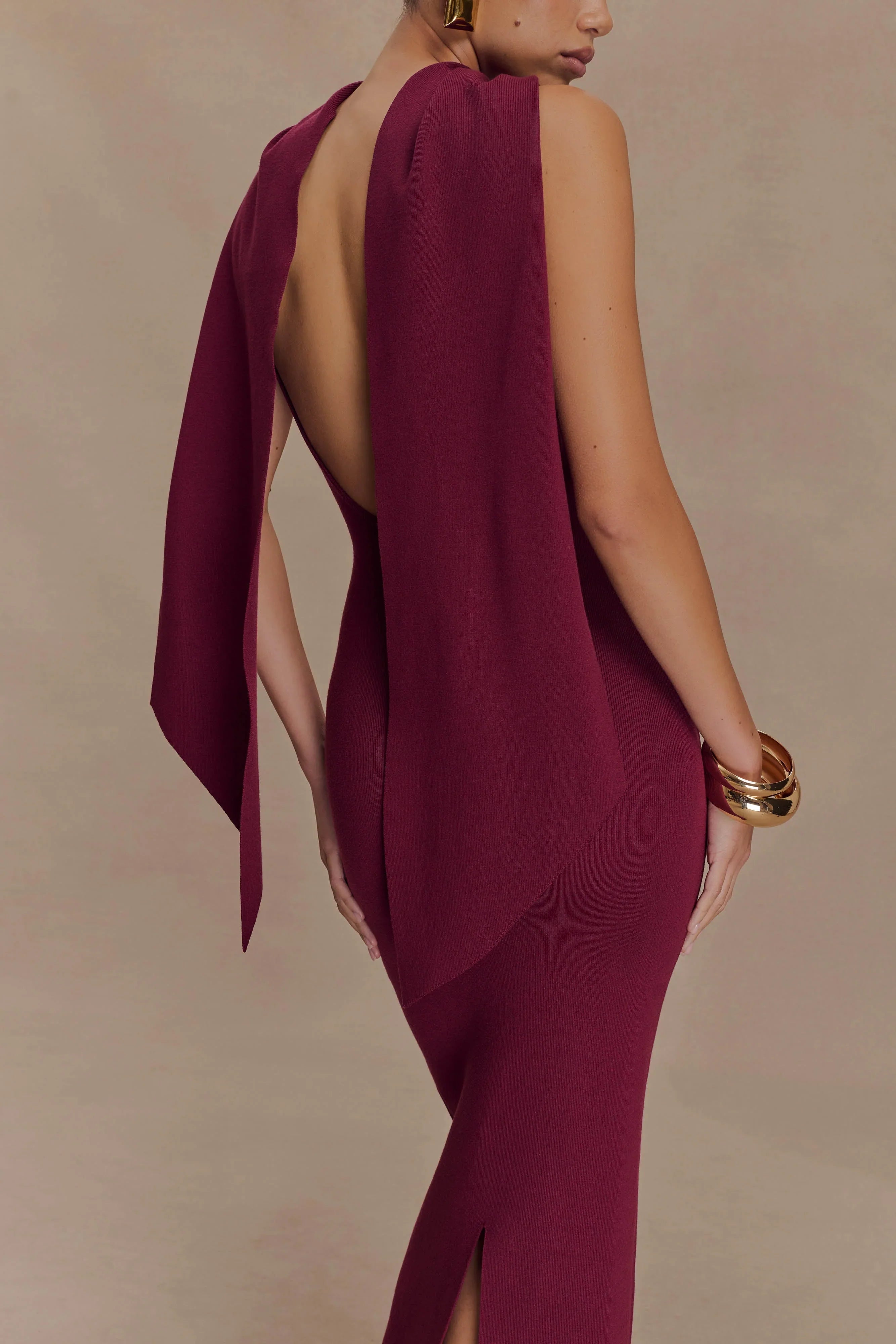 Darby Knit Scarf Maxi Dress Merlot