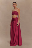 Scottie Shirred Linen Bandeau Wine