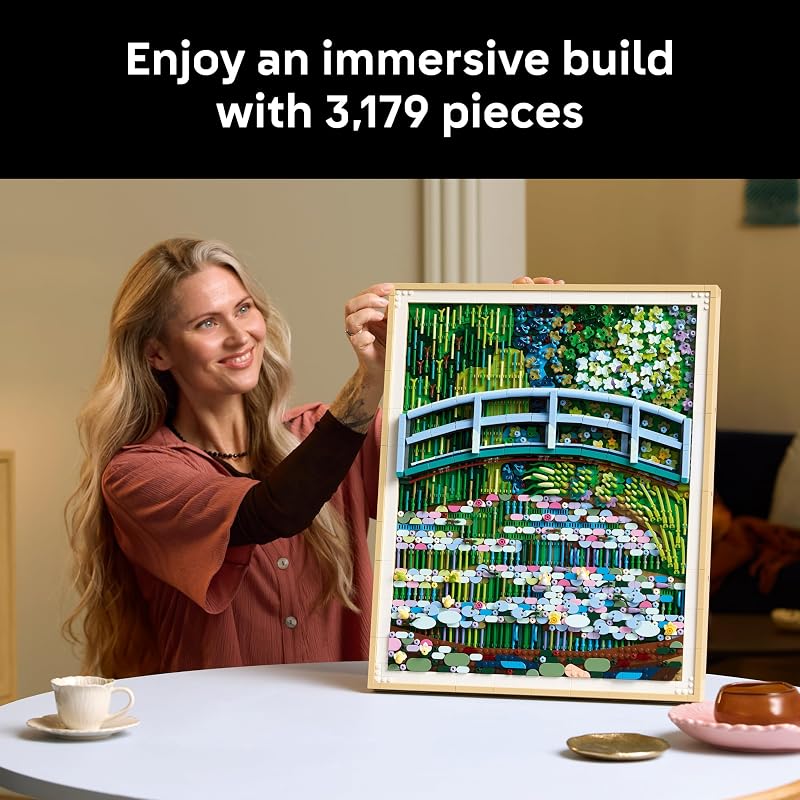 LEGO Art Claude Monet Bridge Over a Pond of Water Lilies Building Sets for Adults Ages 18 Wall Decor for Living Room or Home Office Gift for Women Men 31220