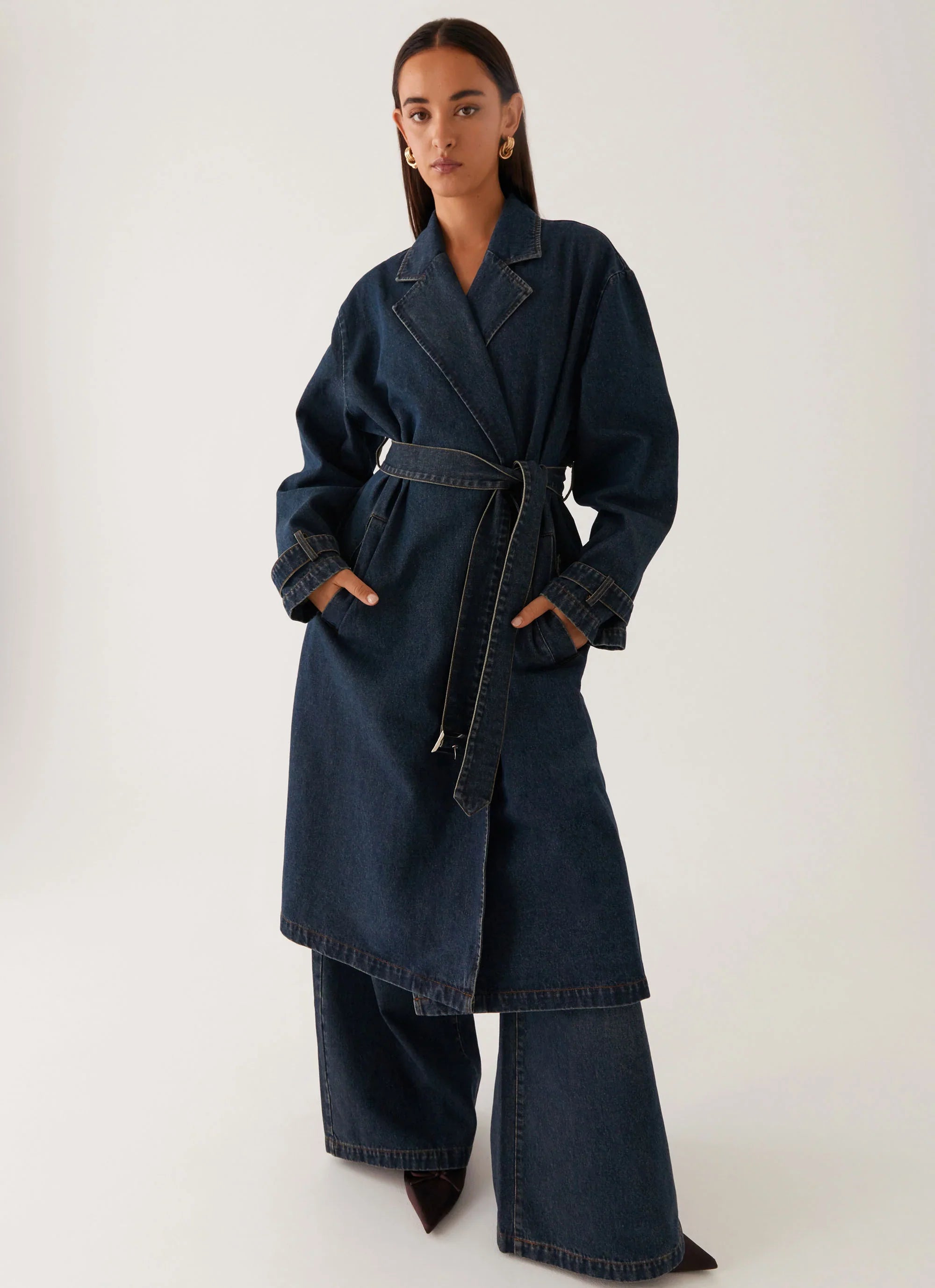 Yosemite Oversized Trench Coat Blue