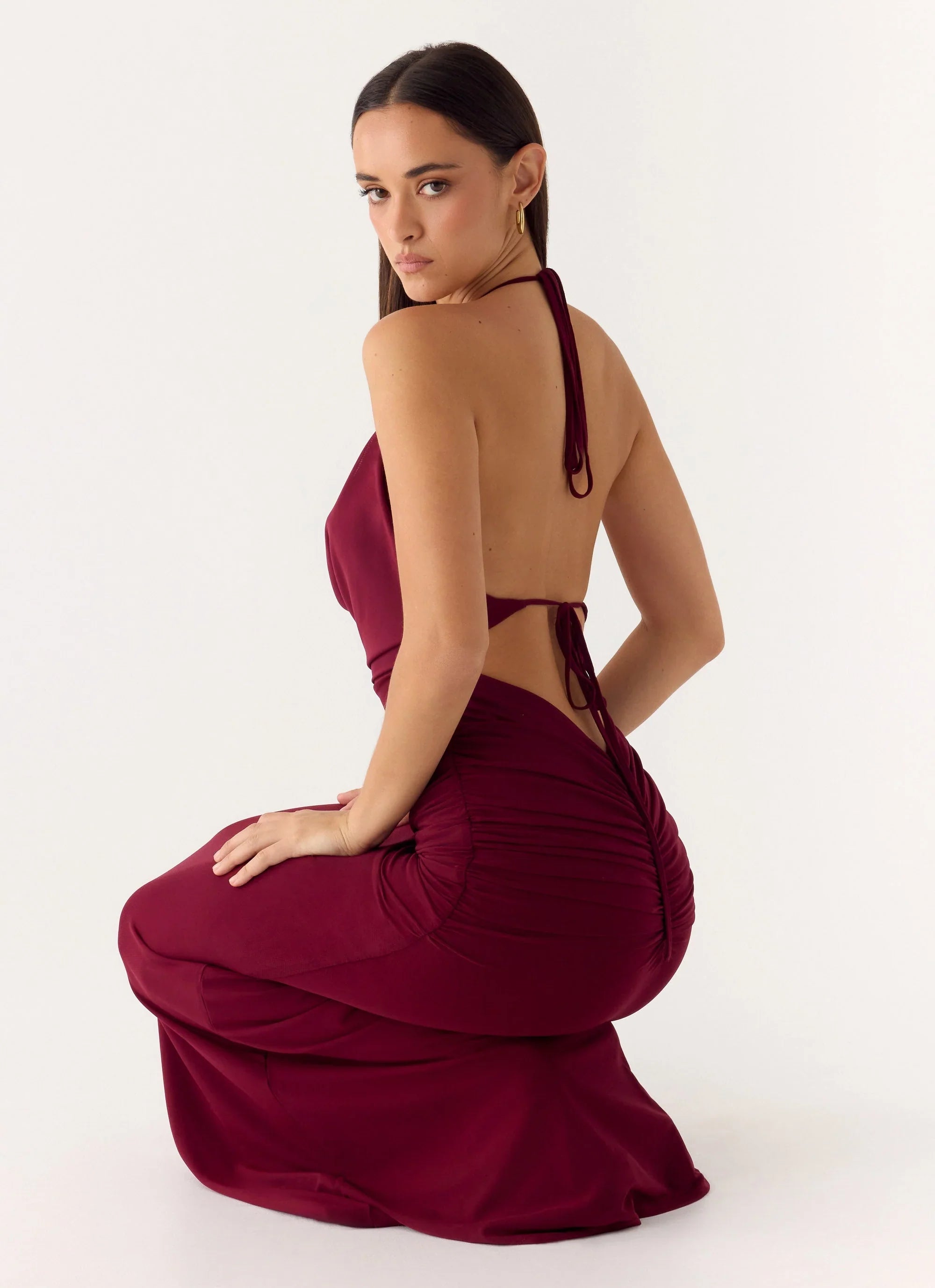Eyes Closed Maxi Dress Dark Cherry