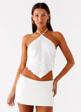 Tijana Beaded Halter Top Ivory