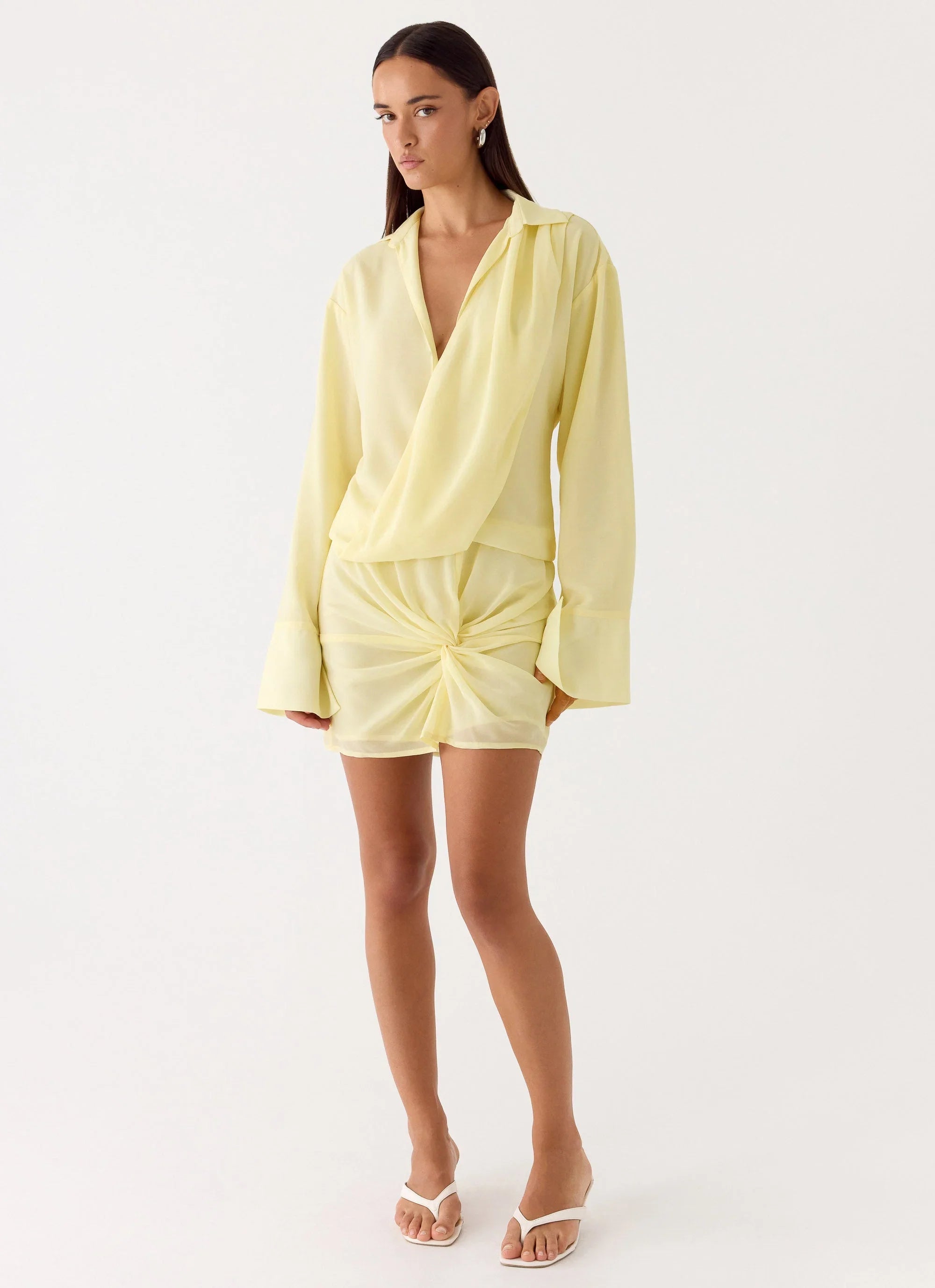 Farretti Shirt Mini Dress Pale Yellow