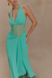 Jonna Chiffon And Mesh Maxi Dress Lagoon