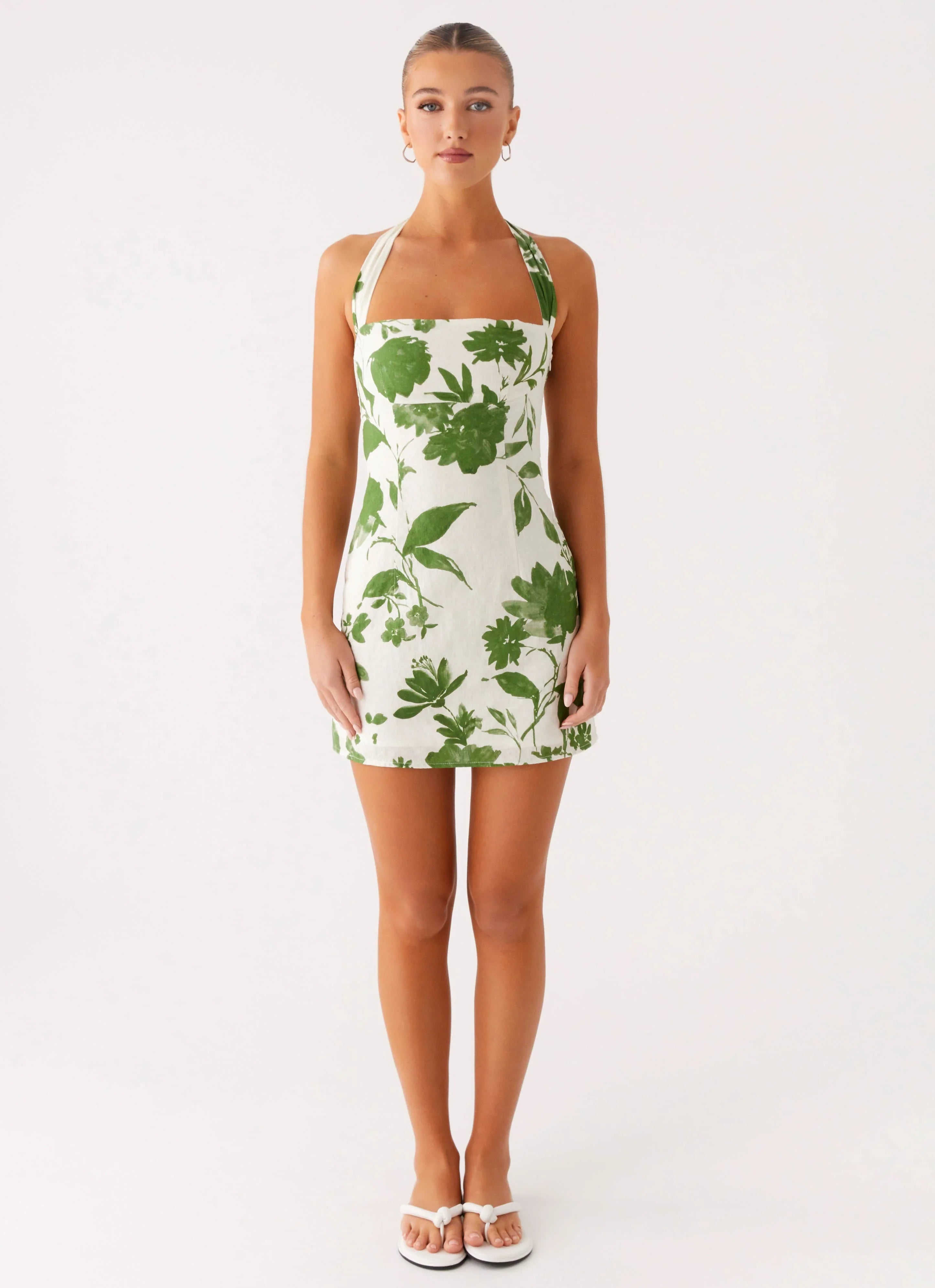 Melora Cotton Mini Dress Verdant Bloom