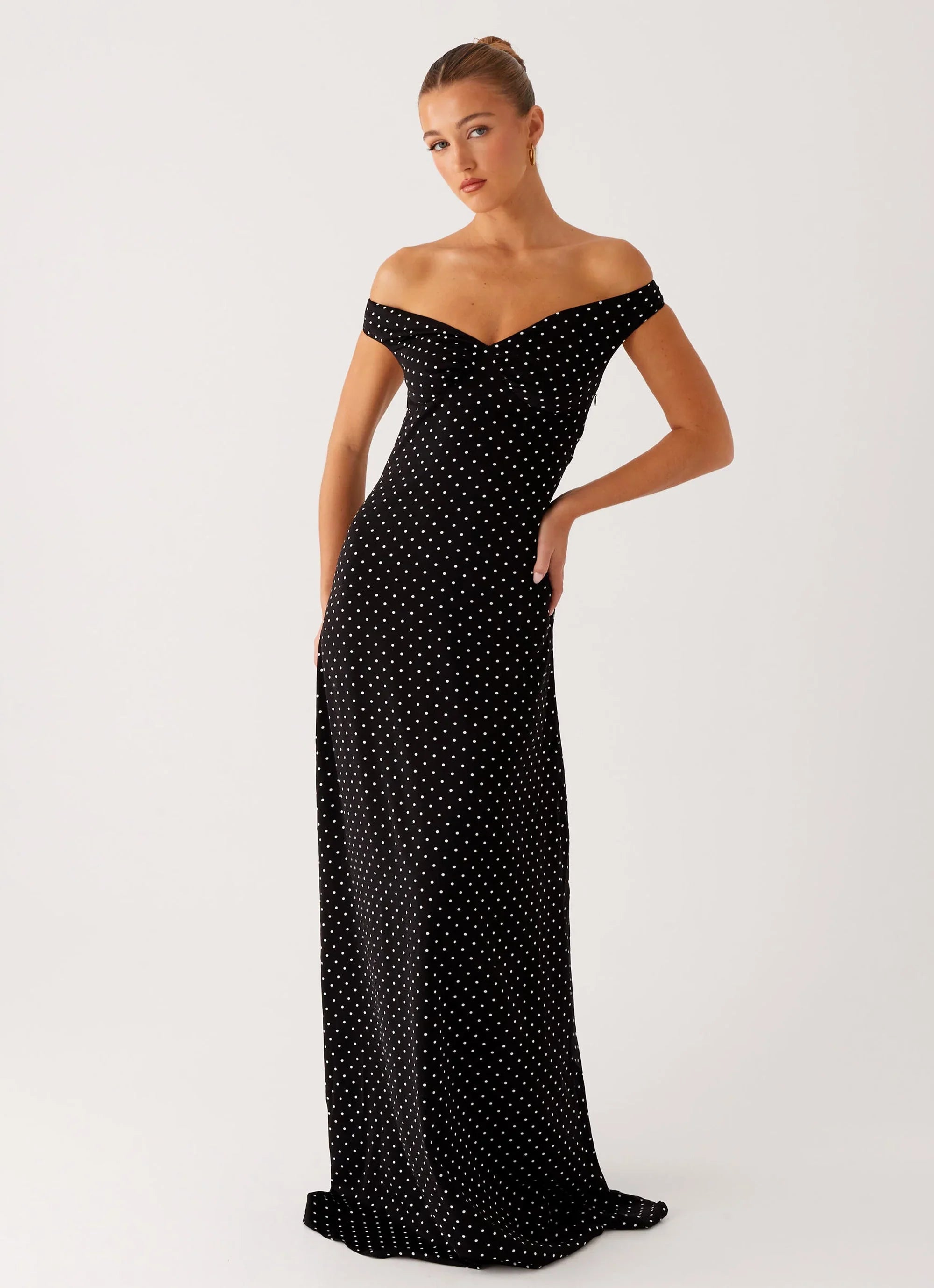Melany Maxi Dress Black Polka Dot
