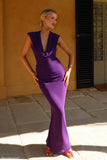 Giulia Chiffon Draped Maxi Dress Purple