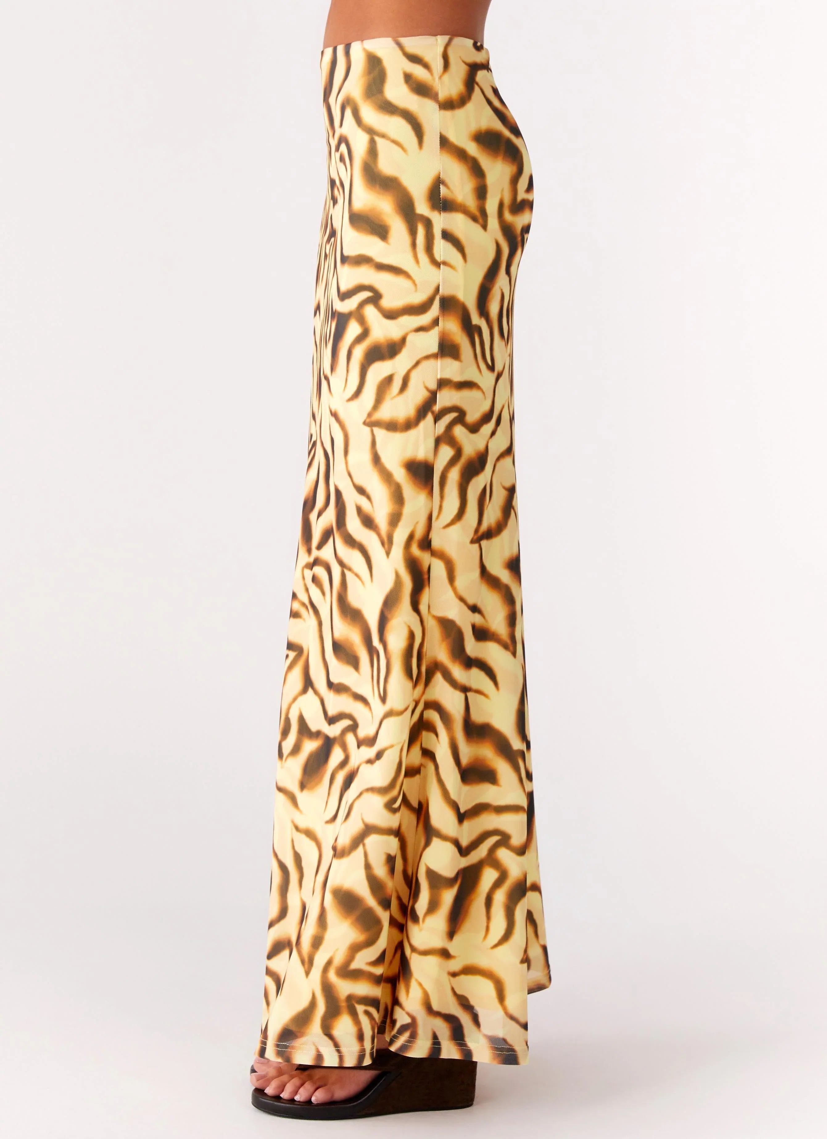 Call Me Low Rise Maxi Skirt Yellow Zebra