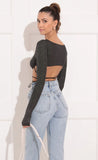 Crop Top in Shimmer Black