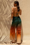 Farretti Ombre Print Chiffon Wide Leg Trousers