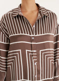 Chocolate Abstract Print Satin Shirt