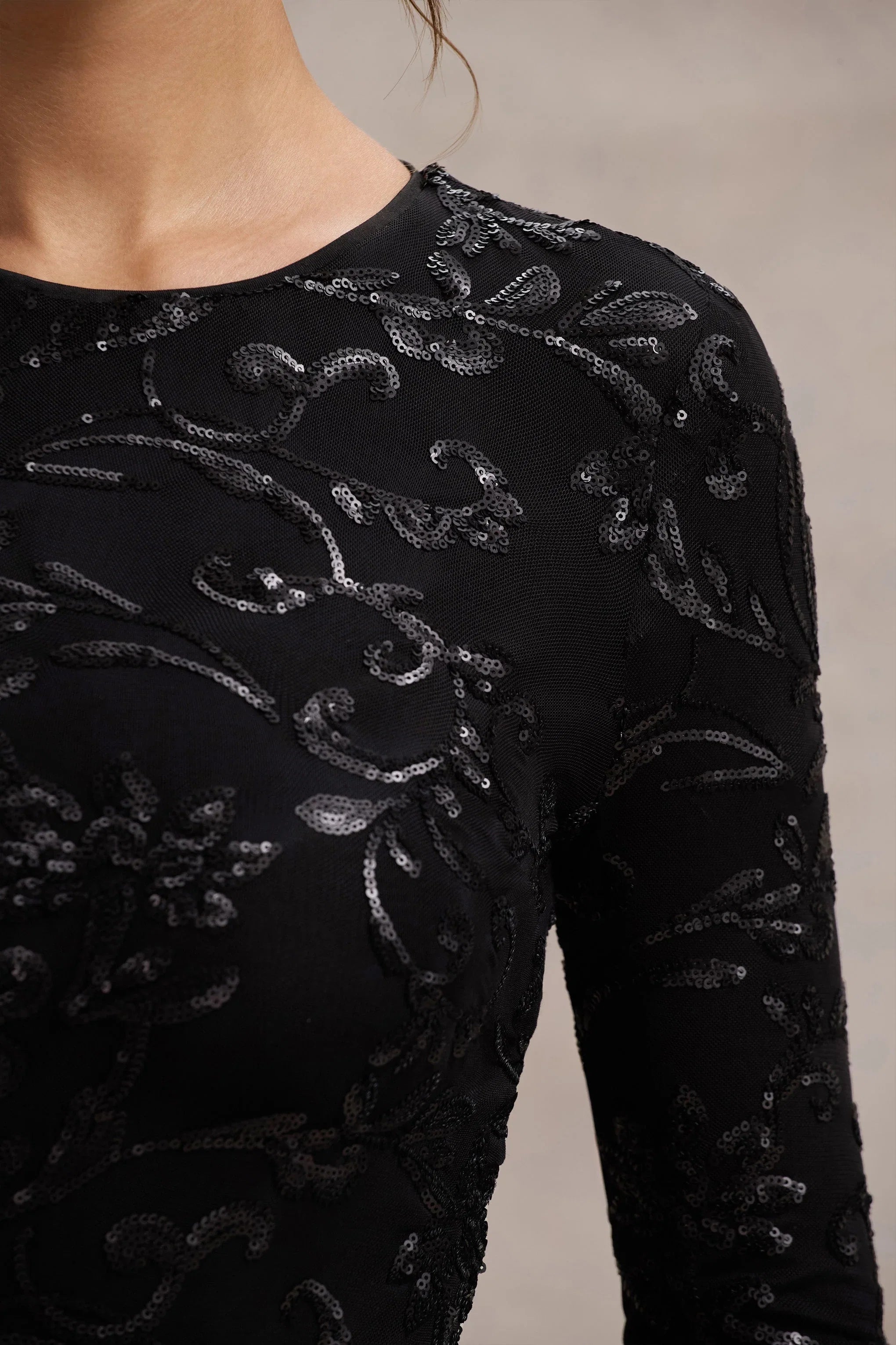 Zenith Black Lace Long Sleeve Maxi Dress
