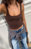 Prue Brown Scoop Neck Tank Top