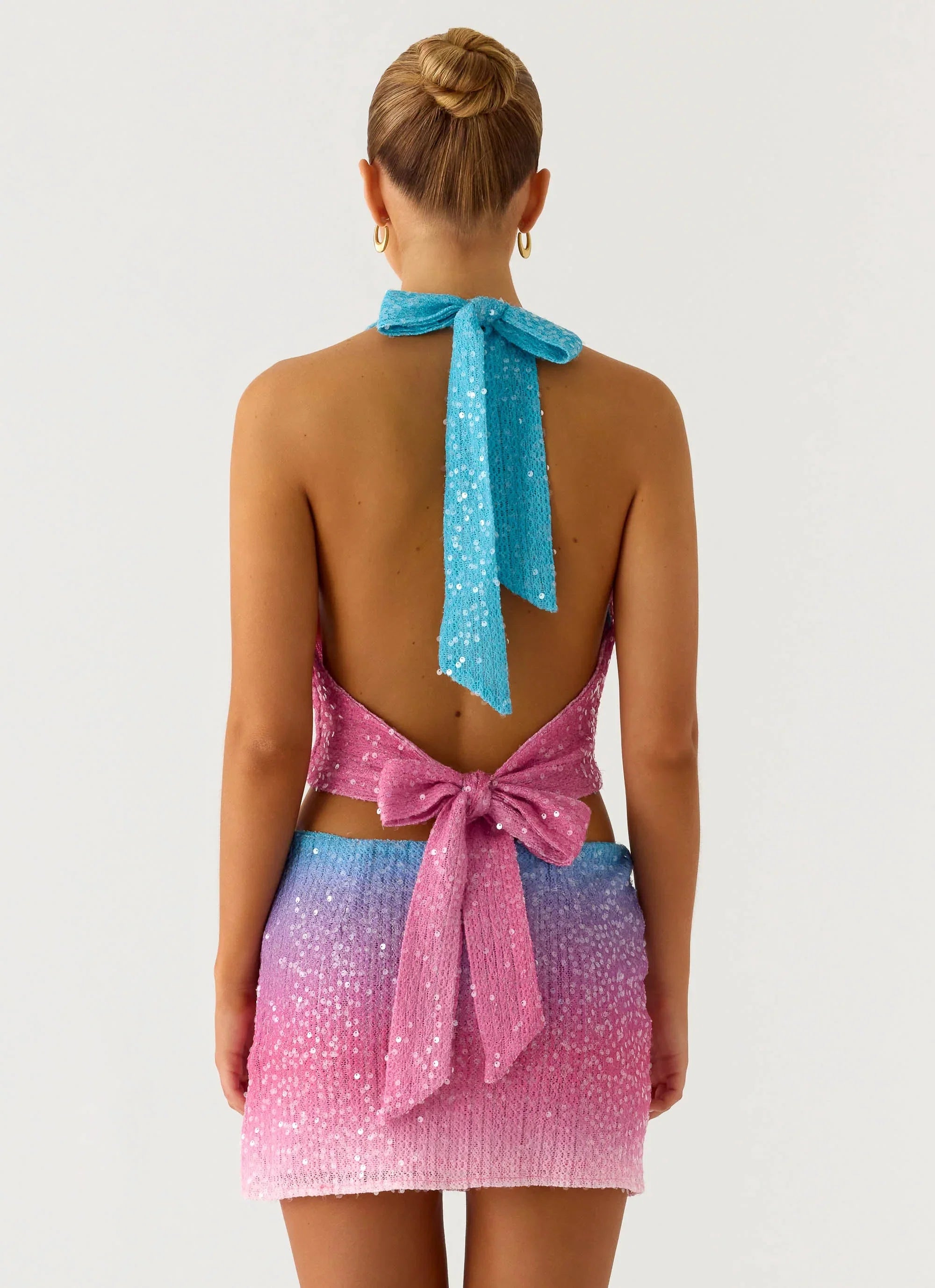 One More Time Sequin Knit Top Disco Ombre