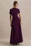 Alea Burgundy High Neck Short Sleeve Maxi Dress