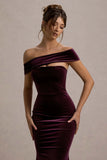 Candela Port Velvet Asymmetric Bardot Maxi Dress