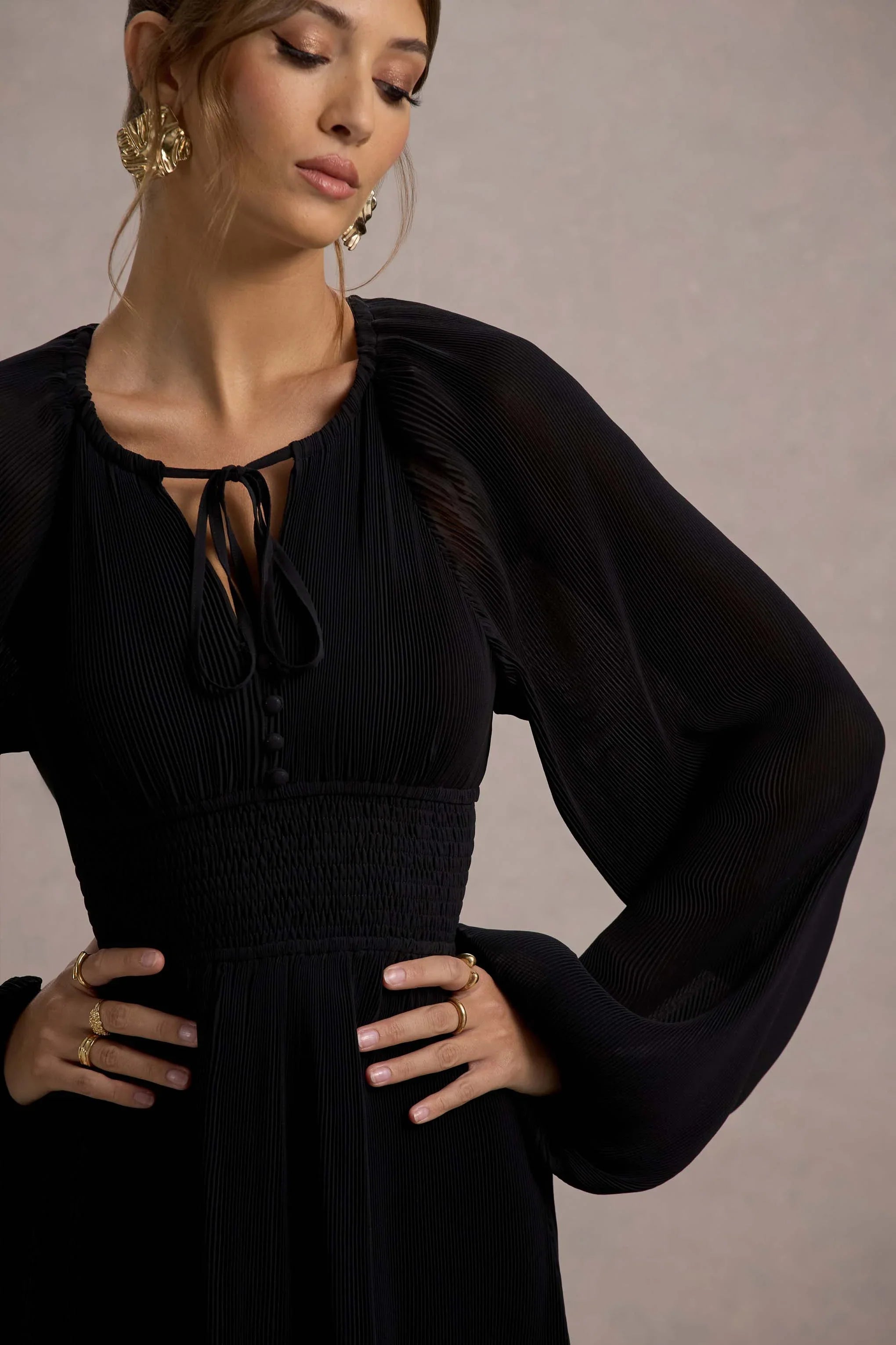Namir Black High Low Chiffon Maxi Dress