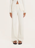 Cream Ribbed Straight Leg Trousers